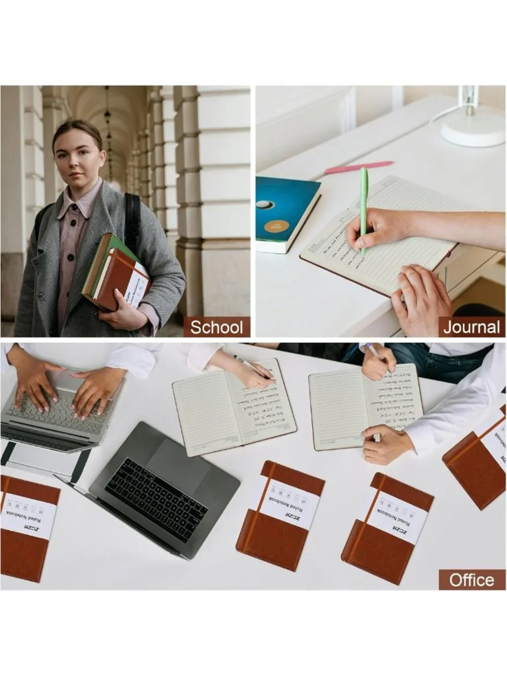 6 Pack A5 Hardcover Journals, 192 Pages, Lined Notebooks for Writing & Travel